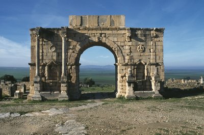 Triumphal arch built in honour of Emperor Caracalla, on the Decumanus Maximus by Roman